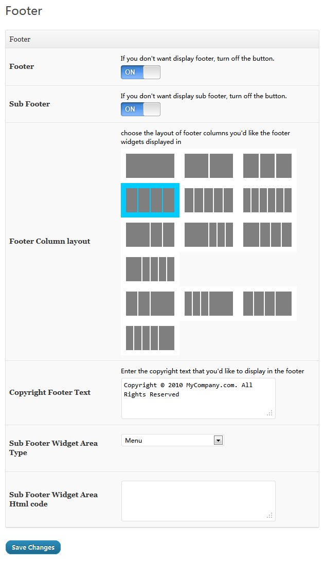 Footer Options