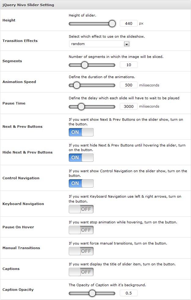 Nivo Slider Setting